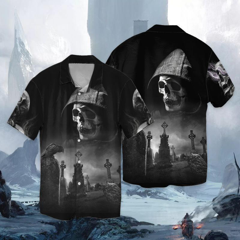 Skull Black Hawaiian Shirt