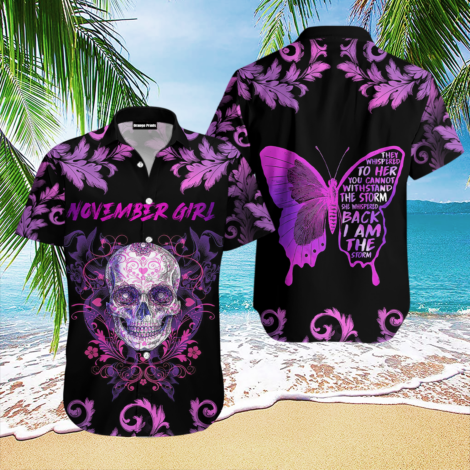 Skull Butterfly November Girl Hawaiian Shirt