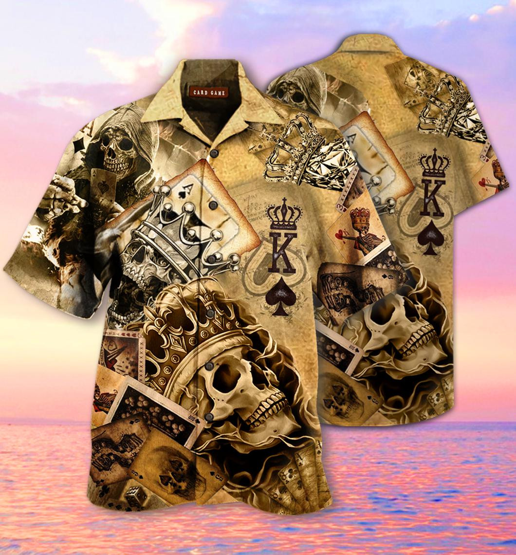 Skull Crown and King Chess Playing Cards Hawaiian Shirt
