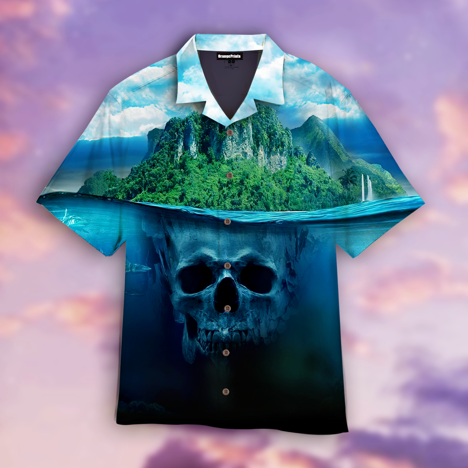 Skull Deep Water Blue Unique Design Hawaiian Shirt