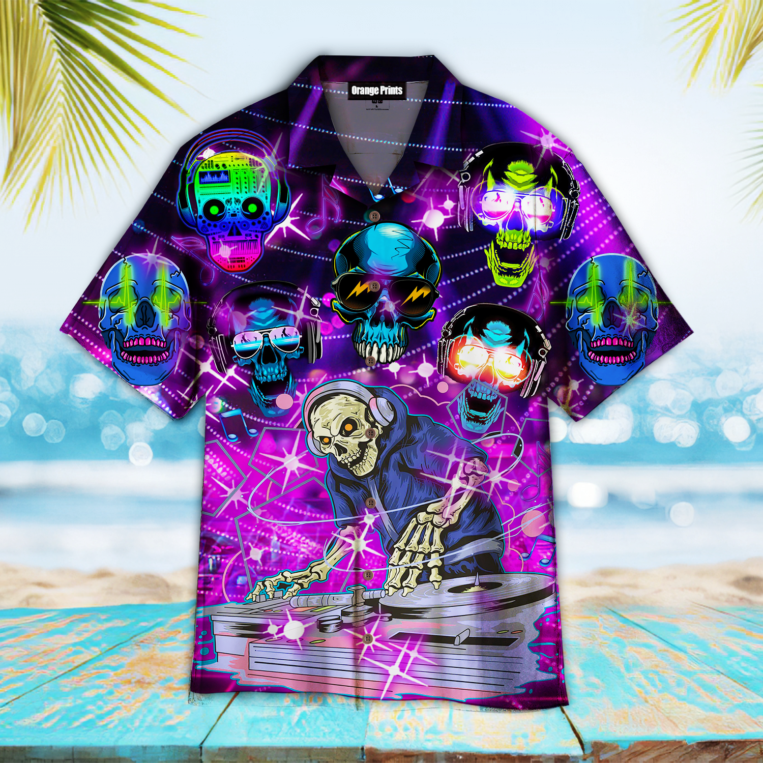 Skull DJ Music Party Hawaiian Shirt