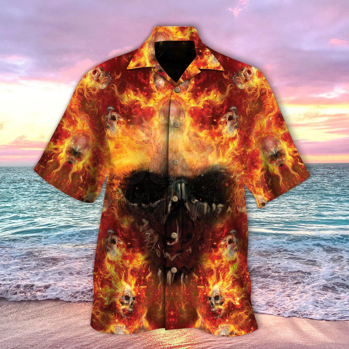 Skull Fire Hawaiian Shirt