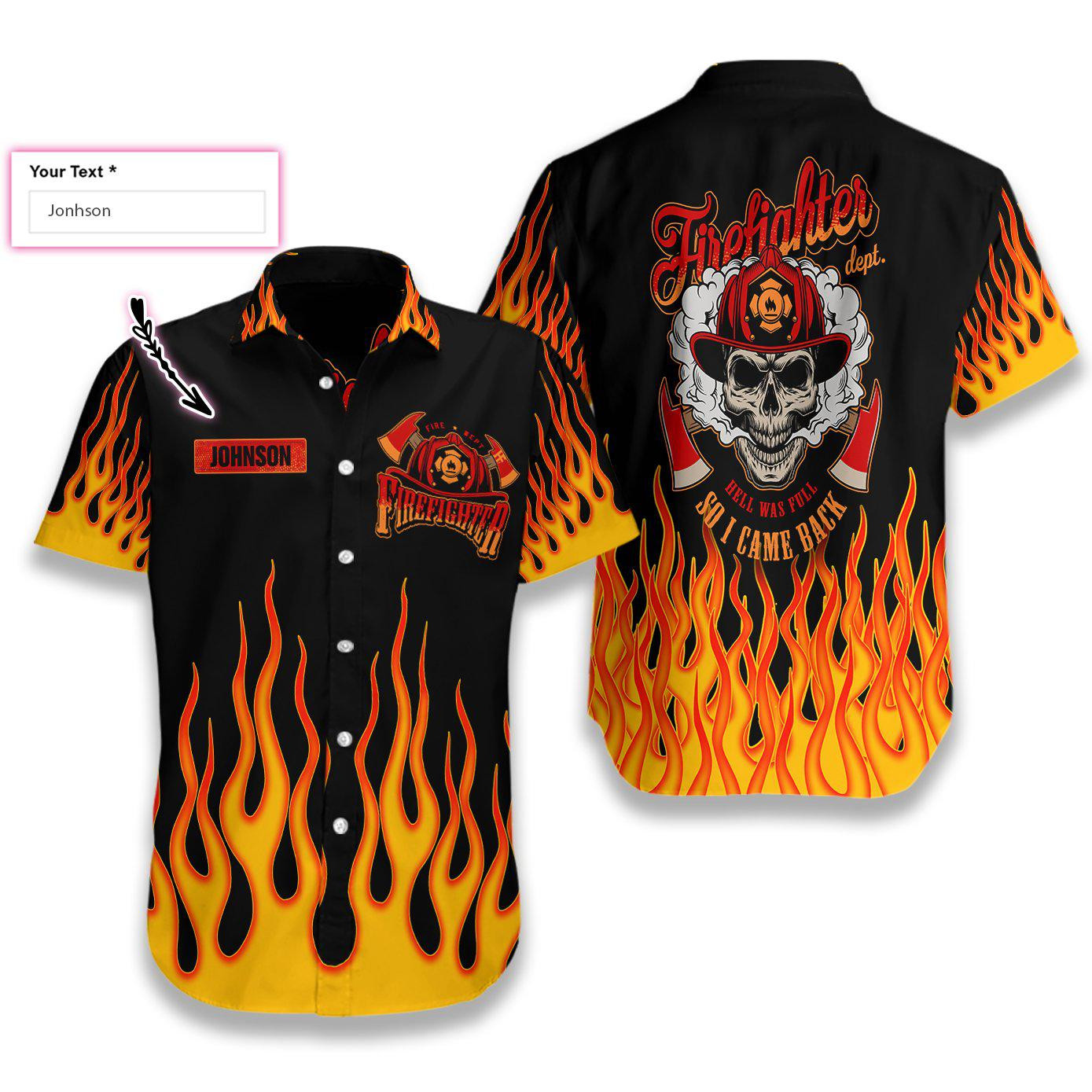Skull Flame Firefighter Personalized Hawaiian Shirt