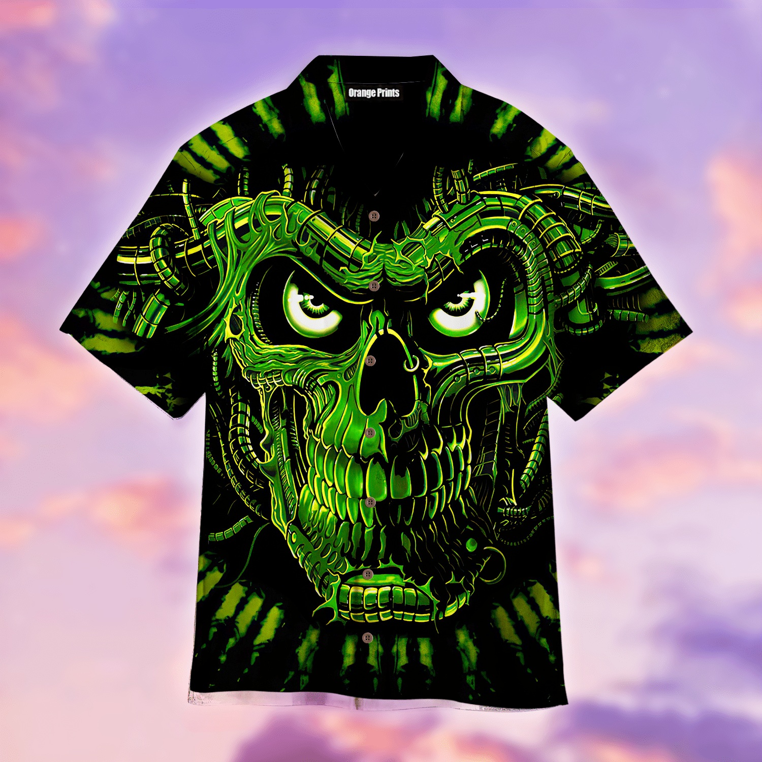 Skull Green Hawaiian Shirt