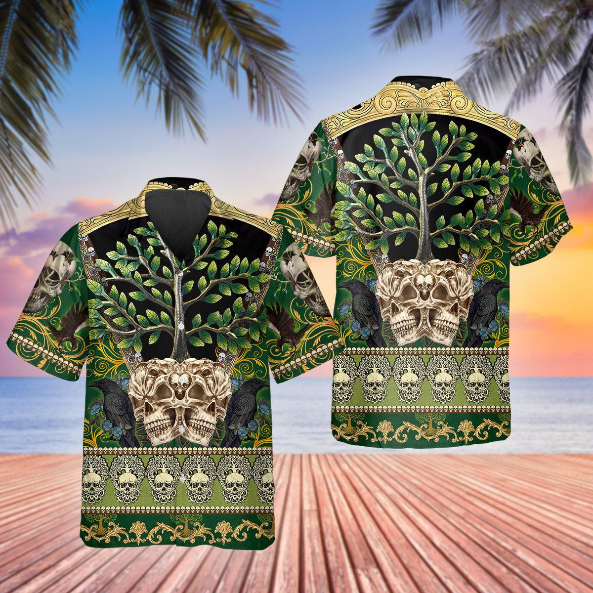 Skull Green Tree Hawaiian Shirt