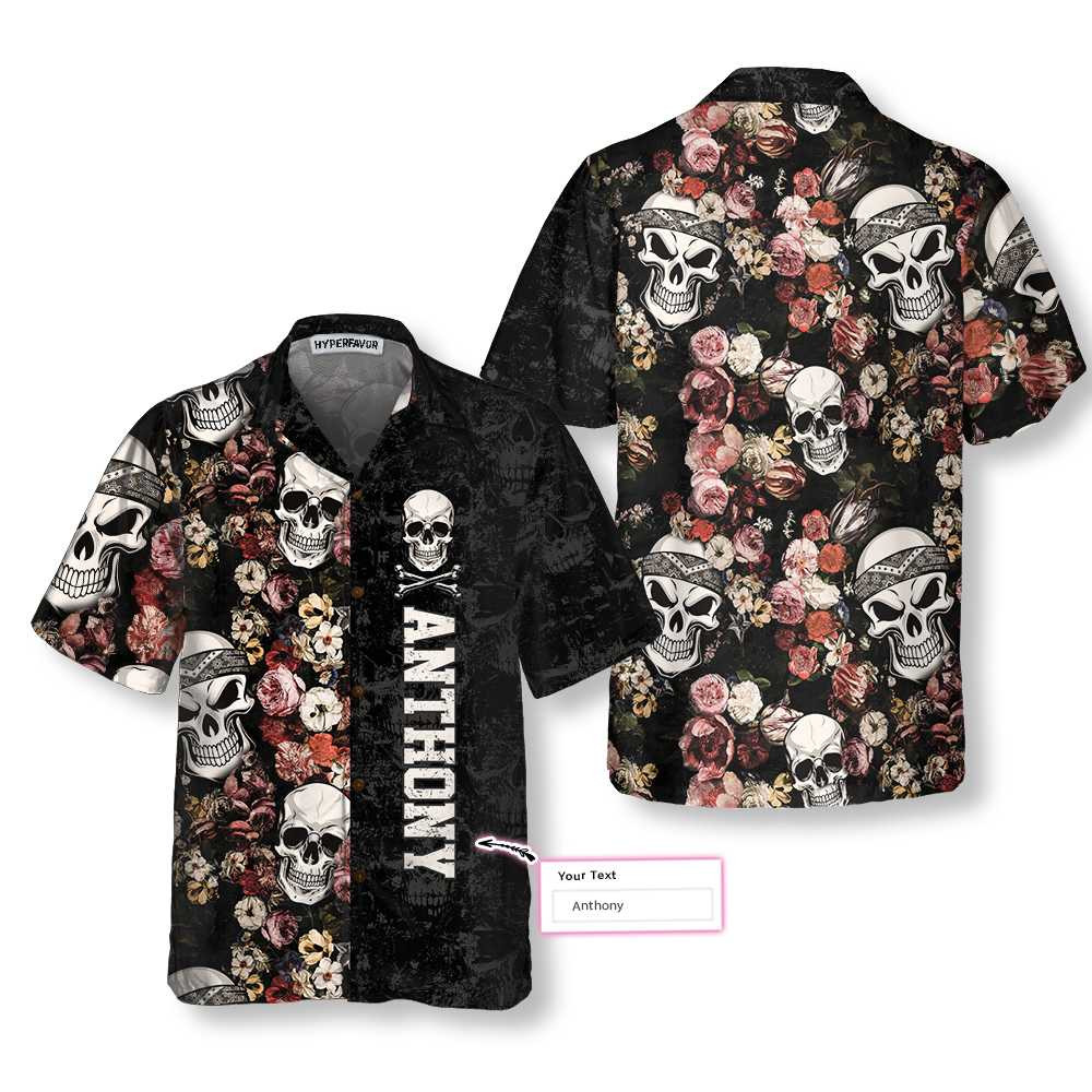 Skull Heads Vintage Floral Personalized Hawaiian Shirt