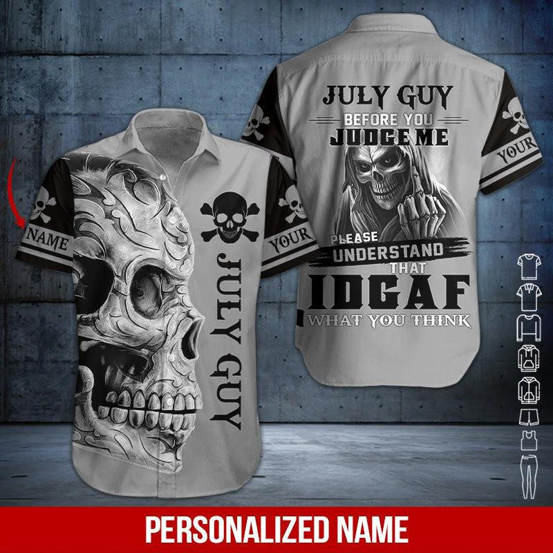 Skull July Guy Personalized Hawaiian Shirt