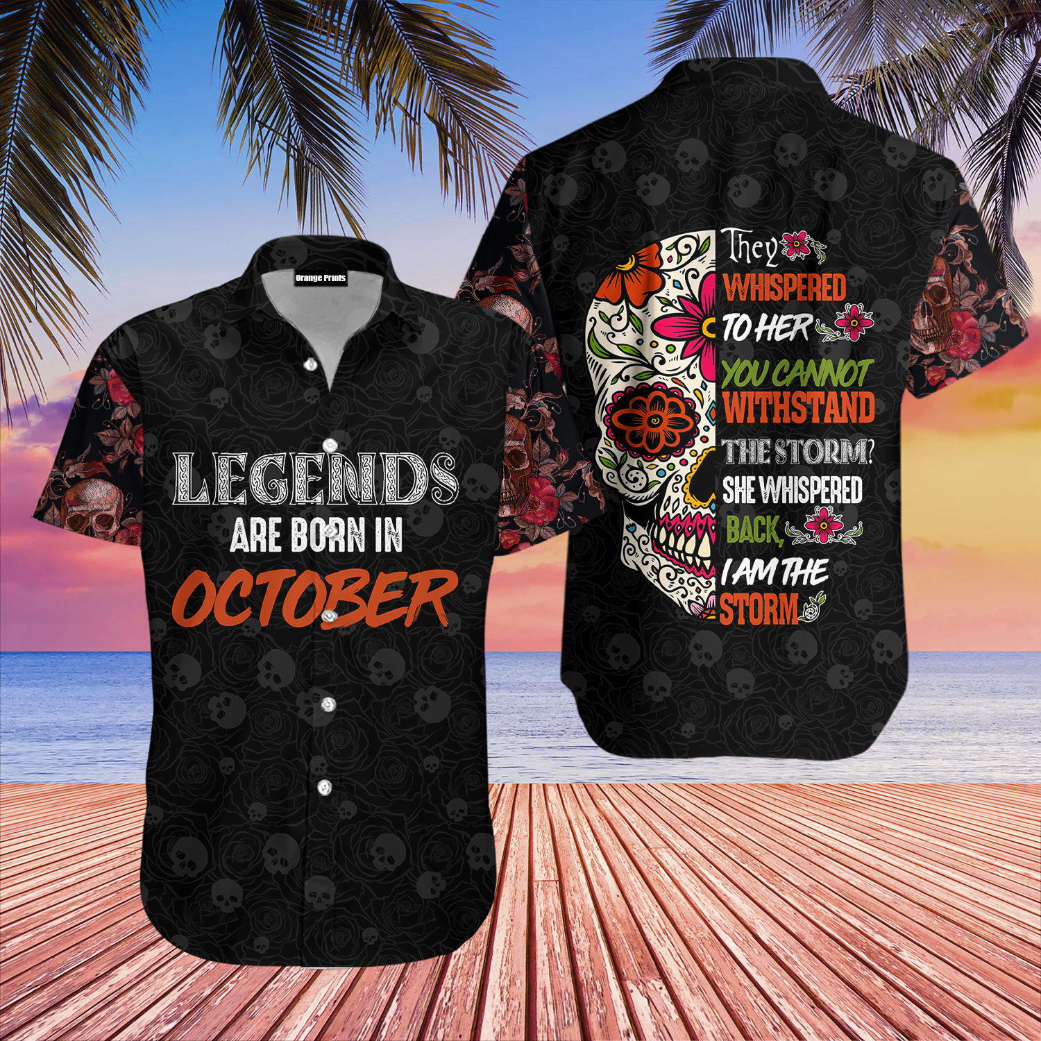 Skull Legends Are Born In October Hawaiian Shirt