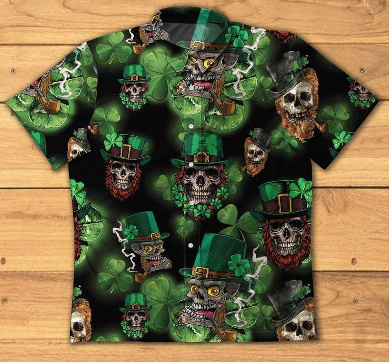 Skull Leprechaun Irish Happy St. Patrick's Day Hawaiian Shirt