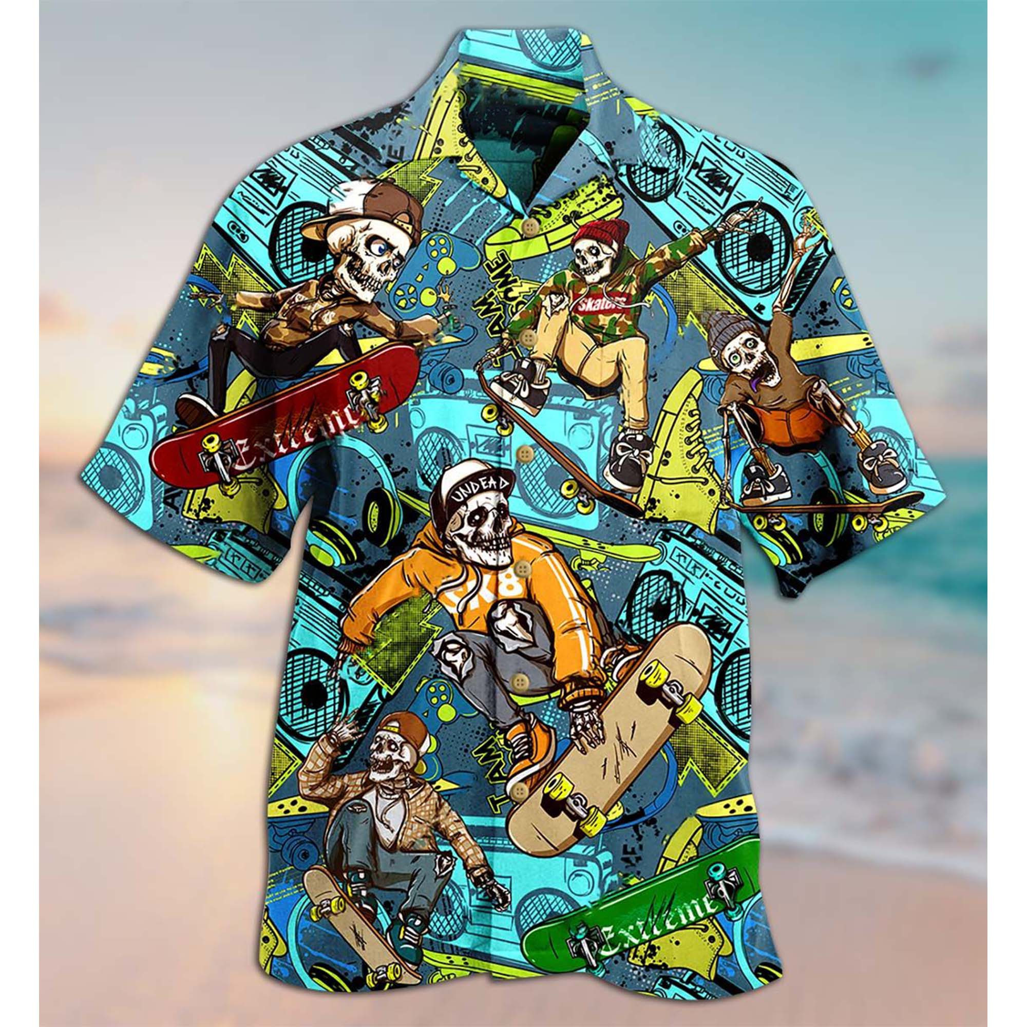 Skull Loves Skate Hawaiian Shirt