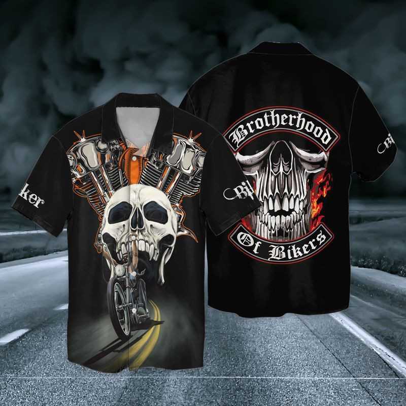 Skull Motorcycle Brotherhood Of Bikers Hawaiian Shirt