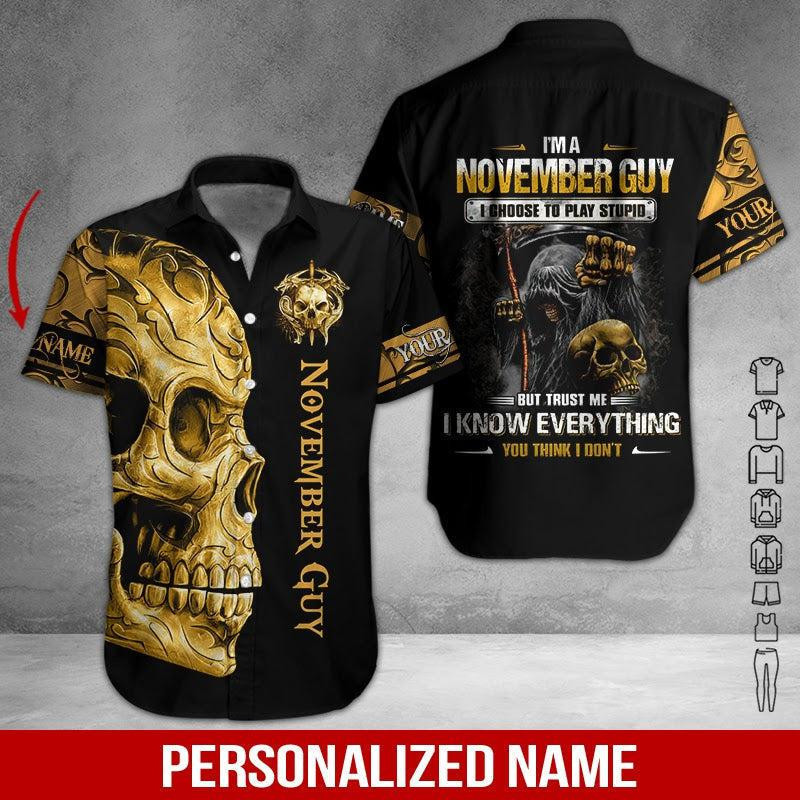 Skull November Guy Personalized Hawaiian Shirt