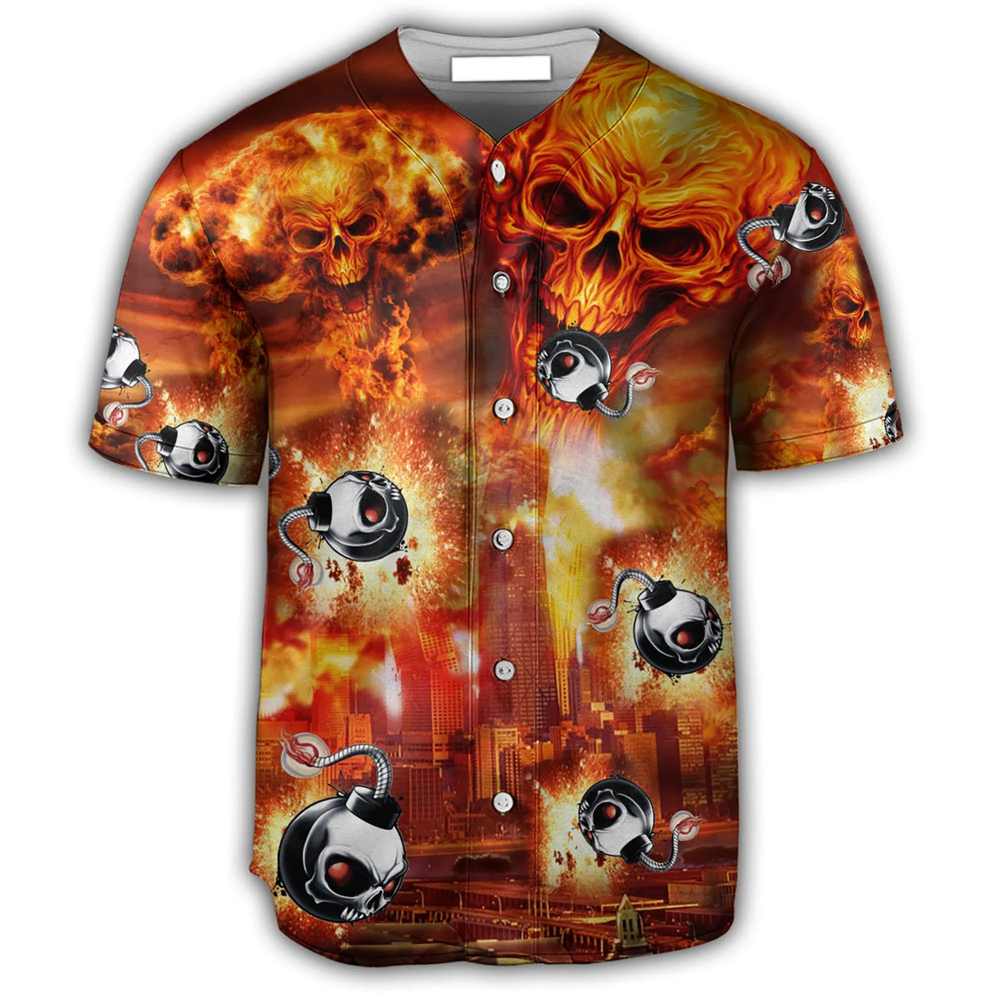Skull On Fire Fire Baseball Jersey