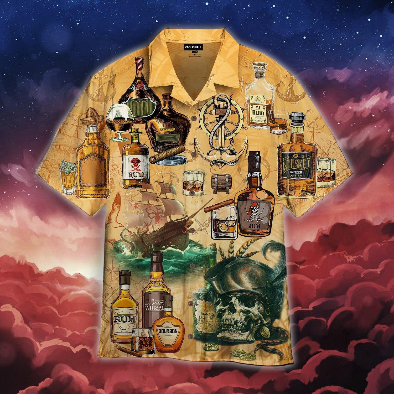 Skull Pirate Spirit Alcohol Hawaiian Shirt