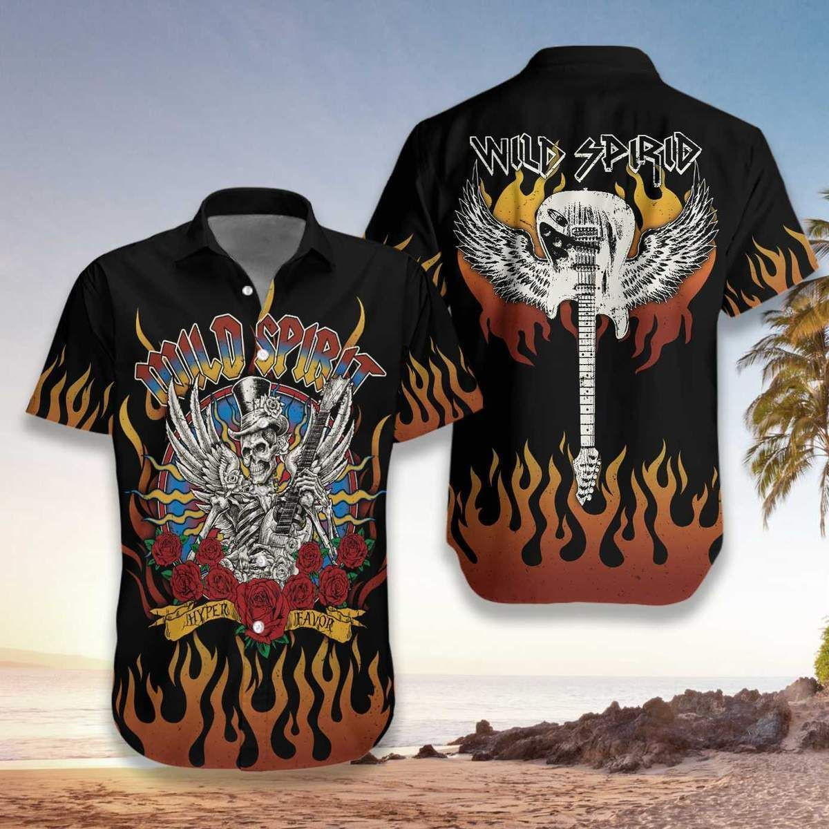 Skull Play Guitar Wild Spirit Hawaiian Shirt