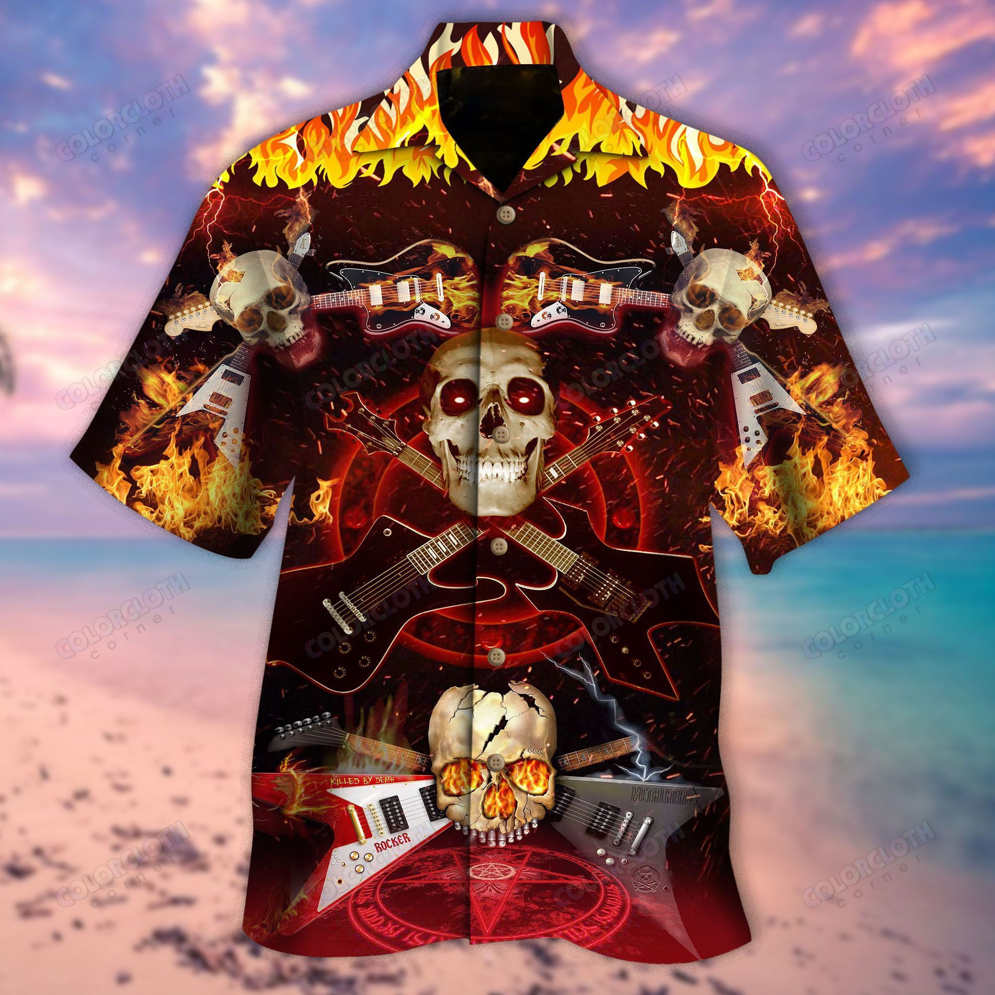 Skull Rock N Roll Hawaiian Shirt