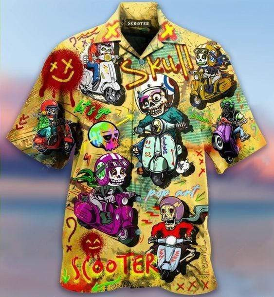 Skull Scooters Hawaiian Shirt