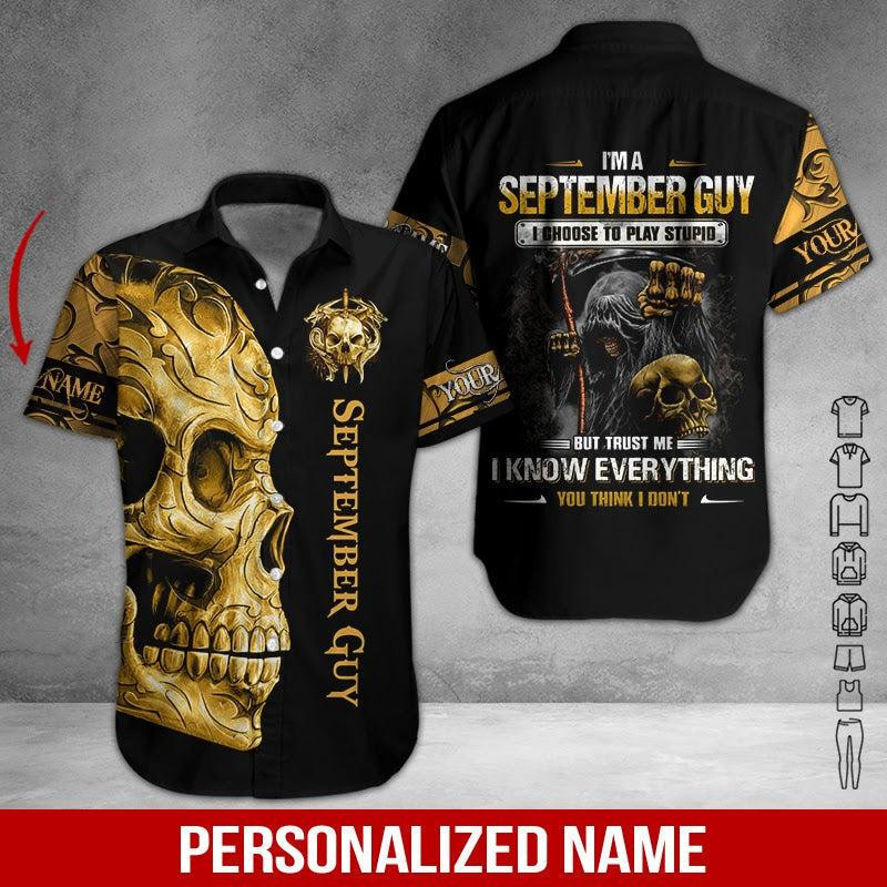 Skull September Guy Personalized Hawaiian Shirt