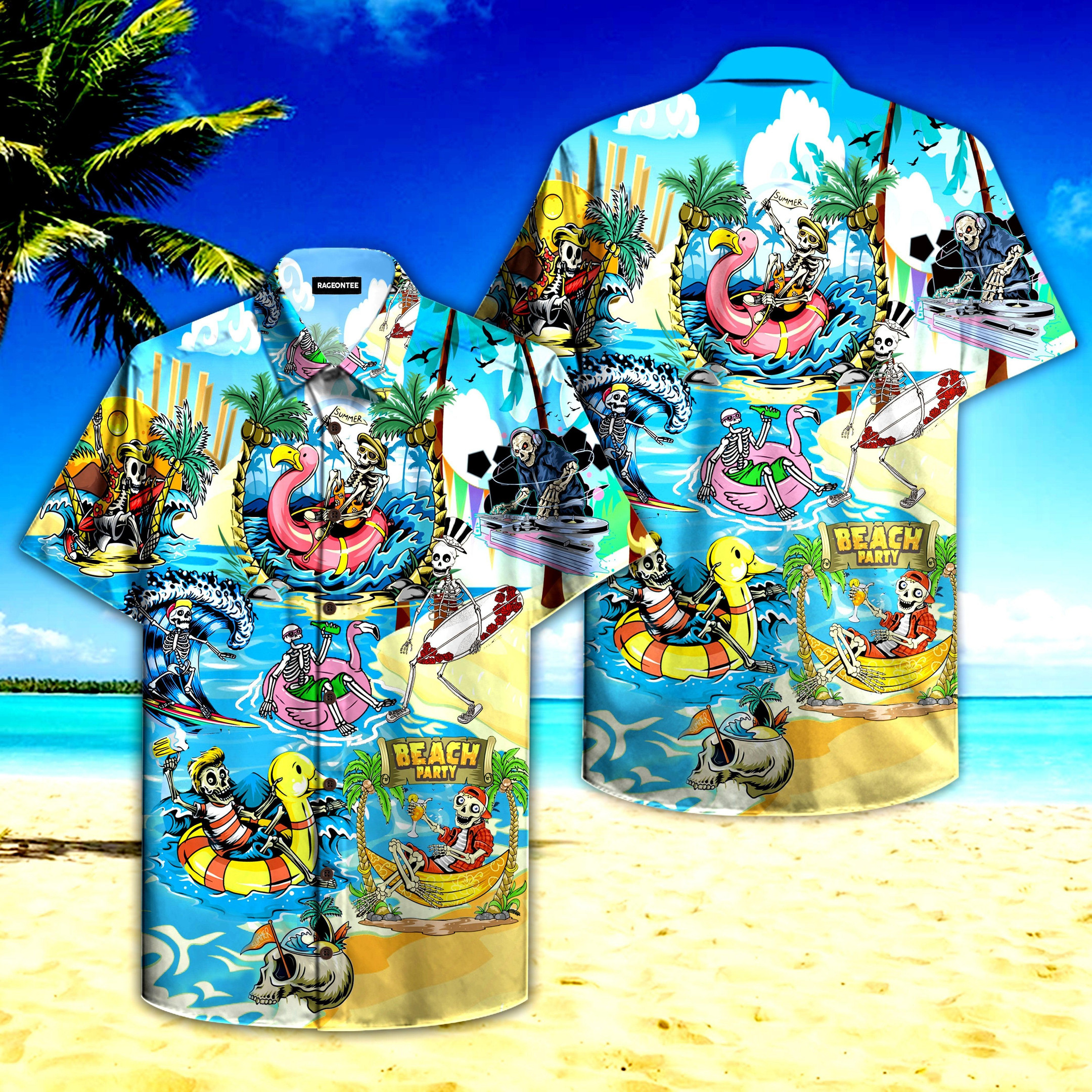 Skull Summer Beach Party Hawaiian Shirt