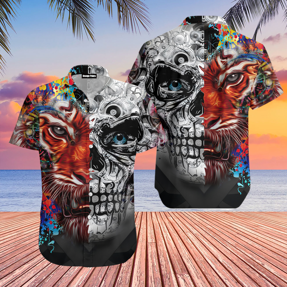 Skull Tiger Galaxy Hawaiian Shirt