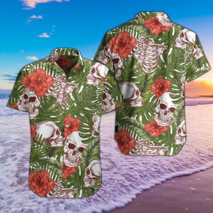 Skull Tropical Pattern Hawaiian Shirt