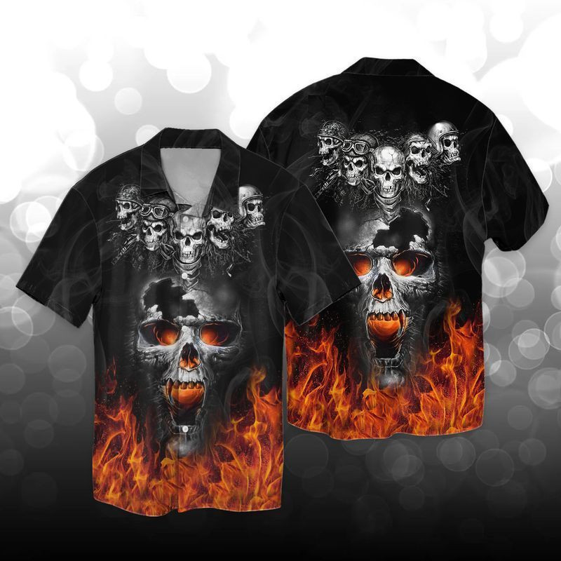 Skulls Fire Hawaiian Shirt