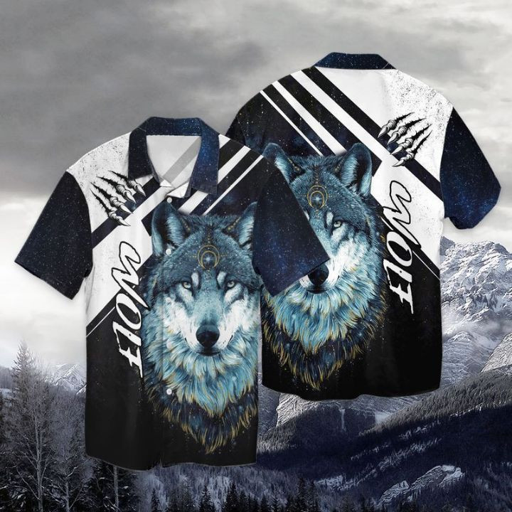 Sky Graffiti Wolf Hawaiian Shirt
