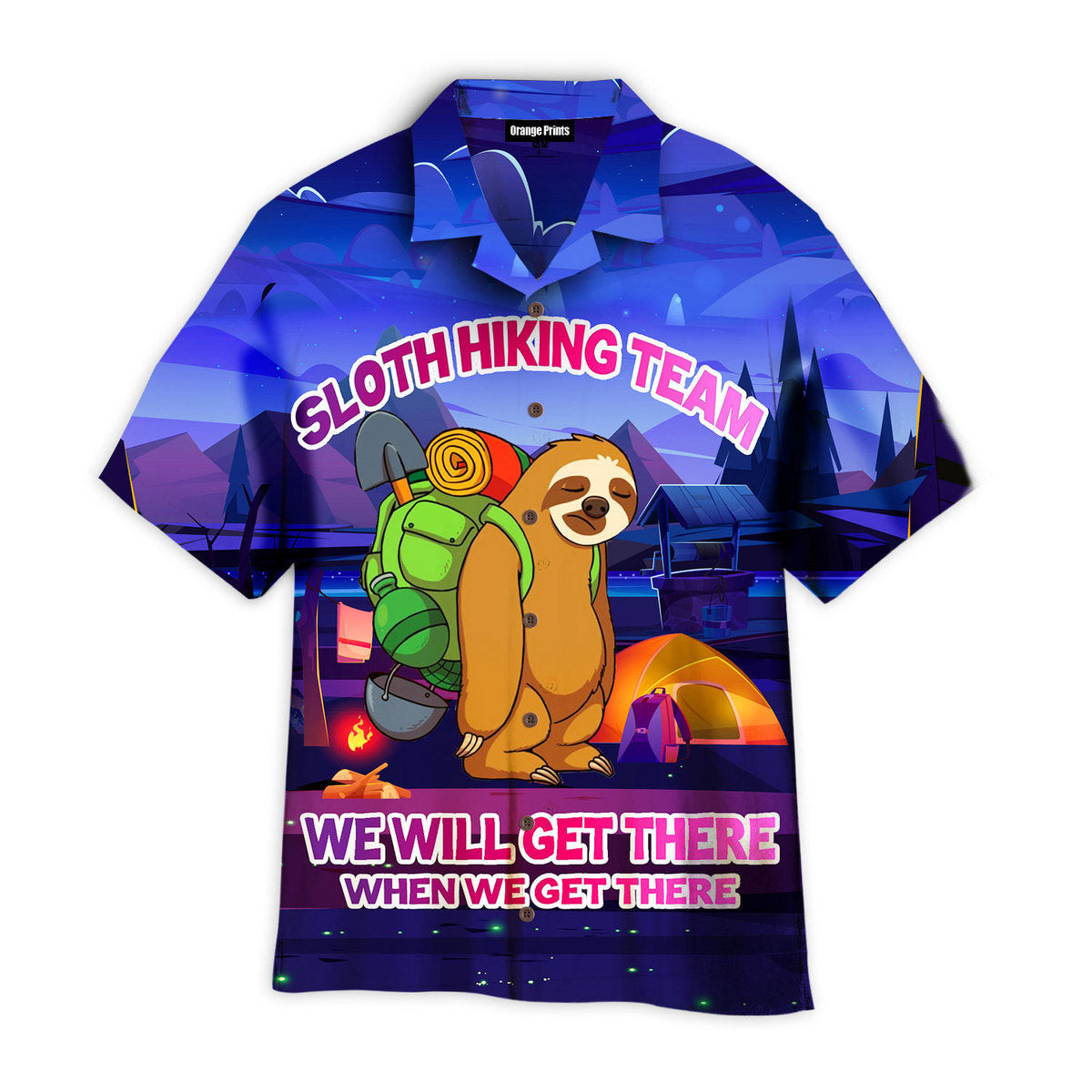 Sloth Hiking Team Night Landscpae Hawaiian Shirt