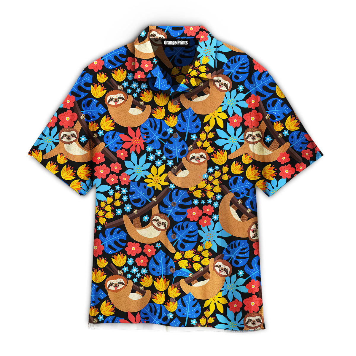 Sloth On The Branch Pattern Hawaiian Shirt
