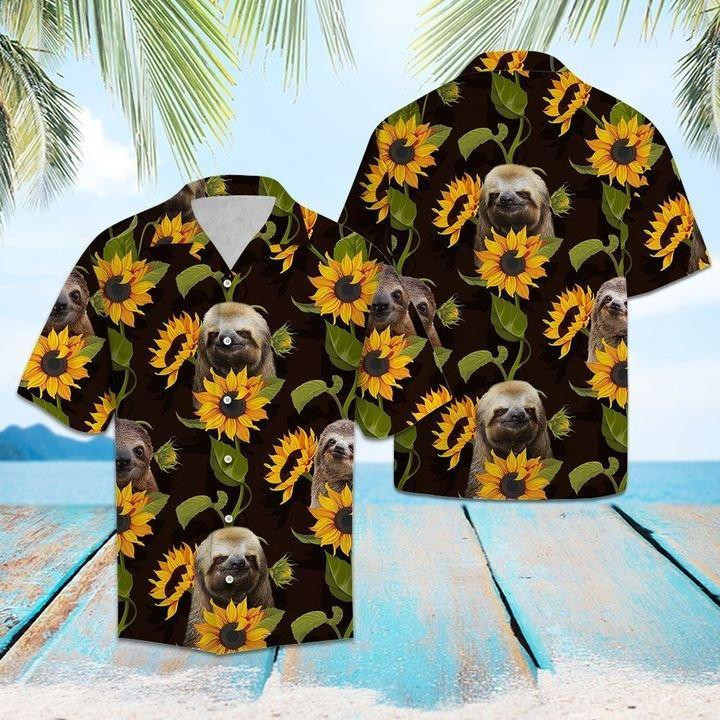 Sloth Sunflower Hawaiian Shirt