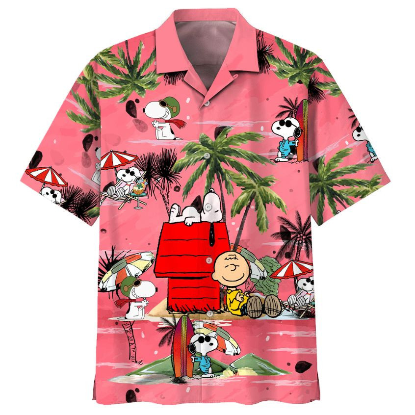 Snoopy And Friend With Summer Pink Hawaiian Shirt