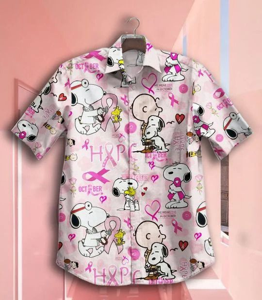 Snoopy Breast Cancer Awareness Hawaiian Shirt