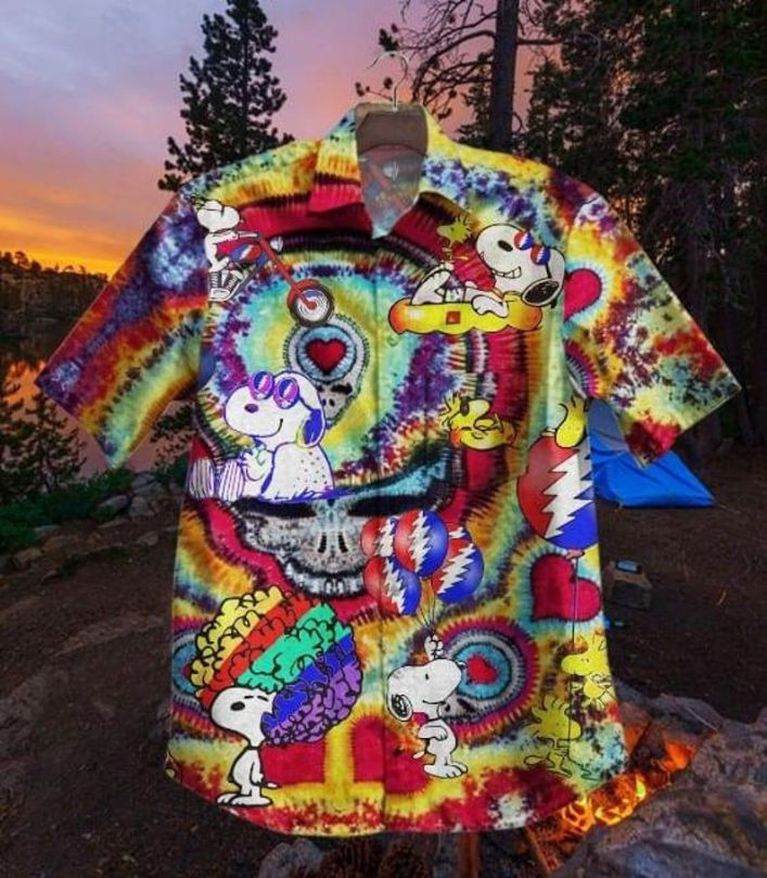 Snoopy Tie Dye Pattern Cartoon Peanuts Hawaiian Shirt