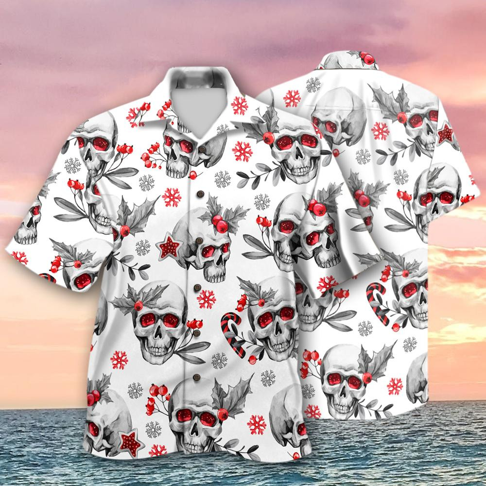 Snow Santa Claus Skull Hawaiian Shirt
