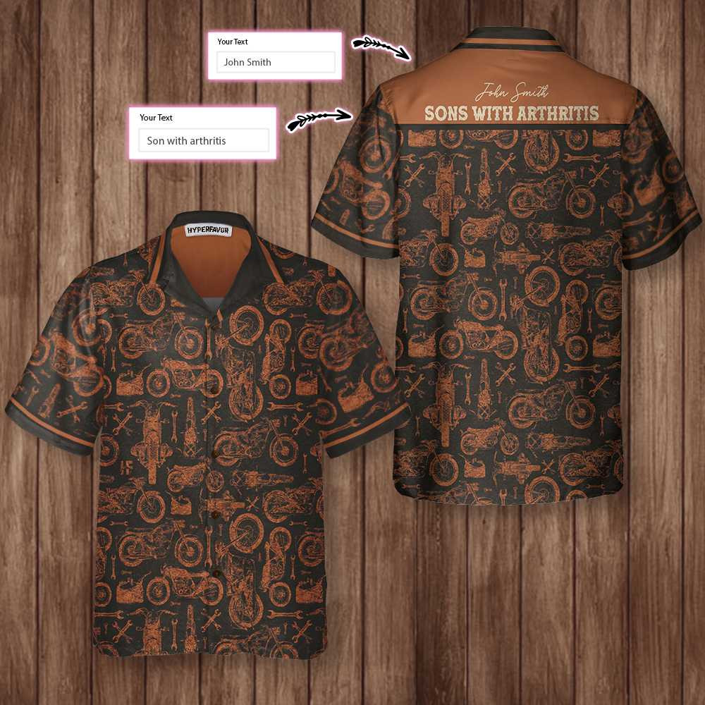 Son With Arthritis Vintage Pattern Motorcycle Personalized Hawaiian Shirt