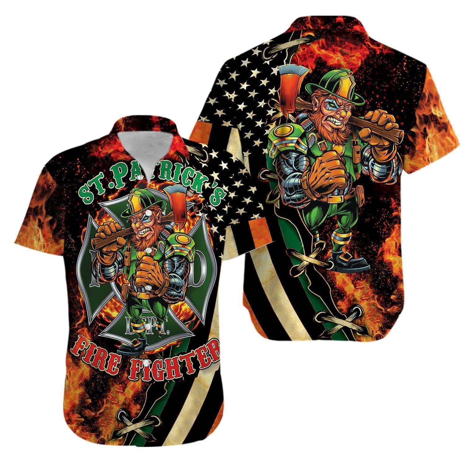 St Patrick's Day Firefighter Unisex Hawaiian Shirt