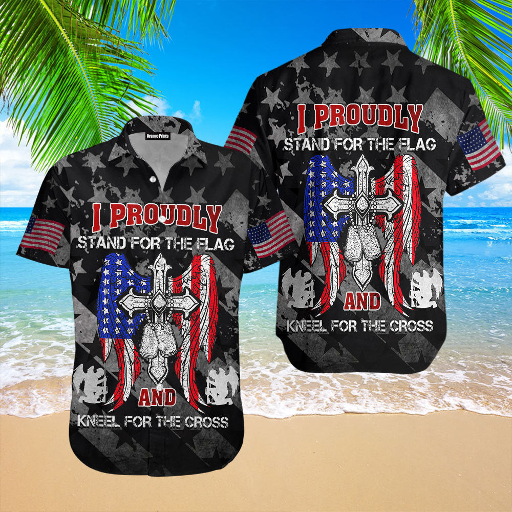 Stand For The Flag Kneel For The Cross Hawaiian Shirt