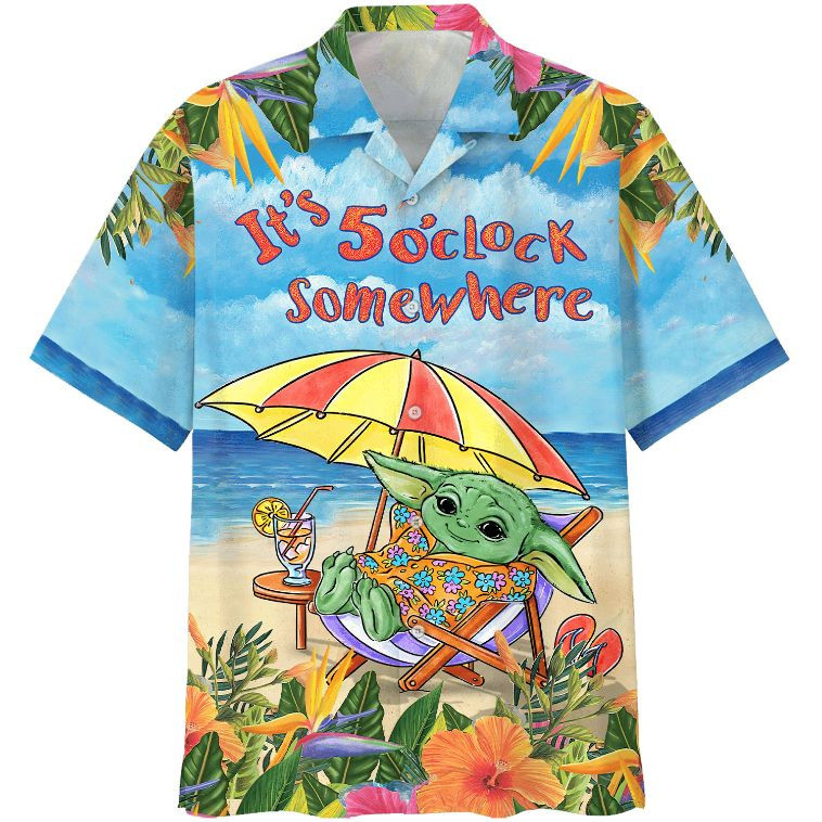 Star War Disney Baby Yoda It's 5 O'clock Somewhere Hawaiian Shirt