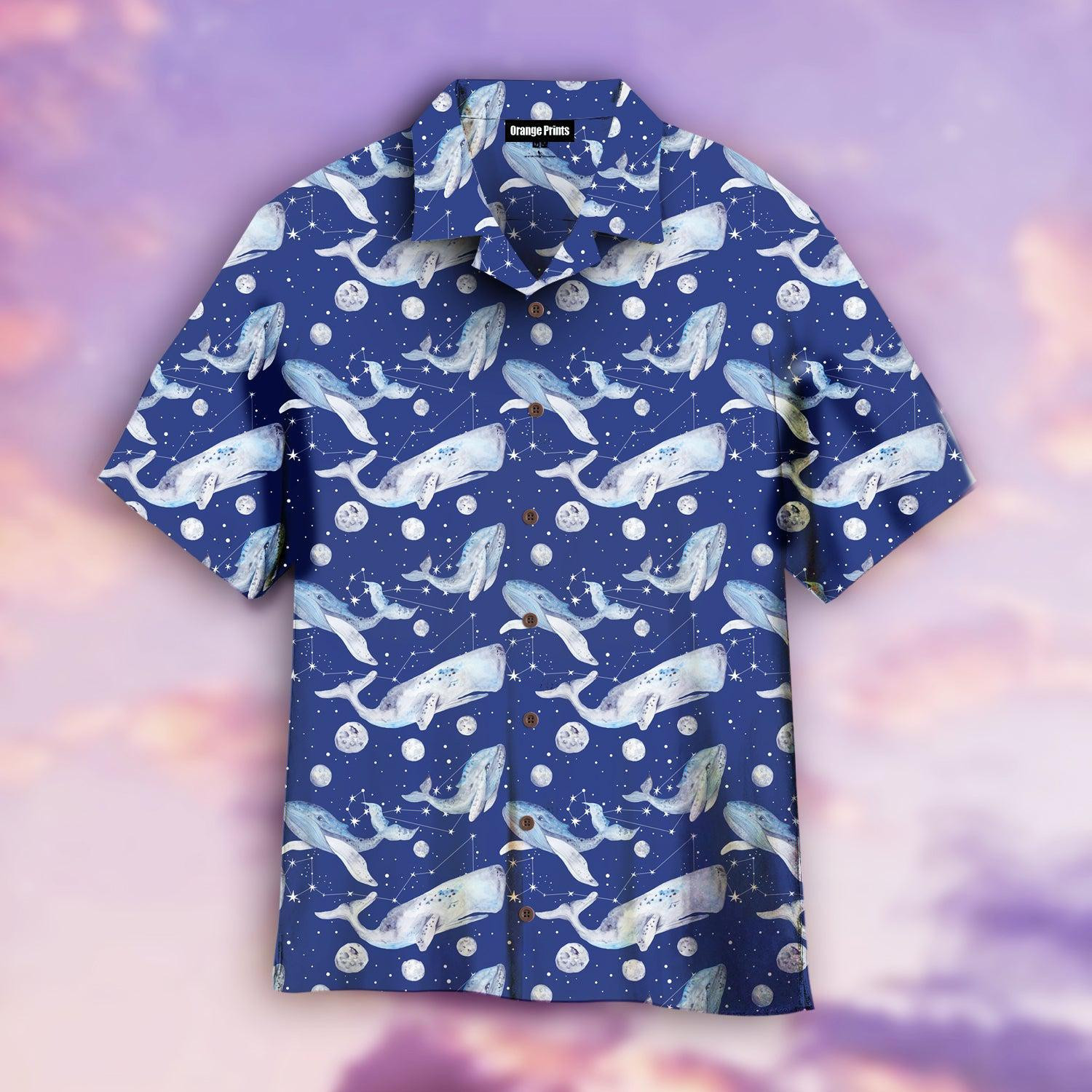 Star Whales On Blue Sea Hawaiian Shirt