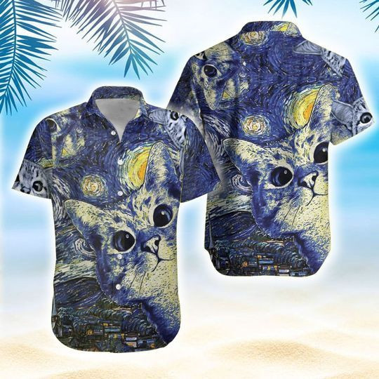 Starry Cats Hawaiian Shirt