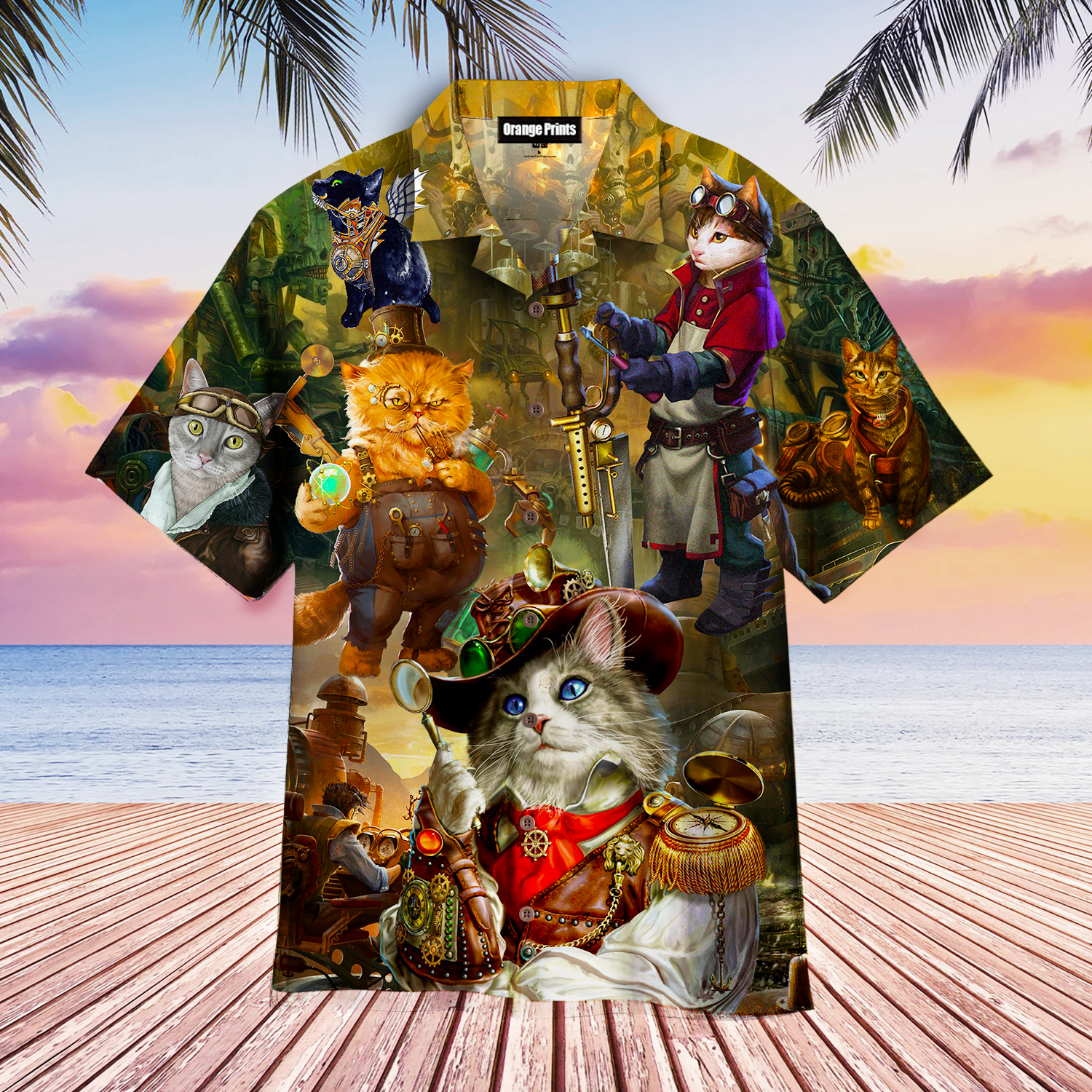 Steampunk Cats Hawaiian Shirt