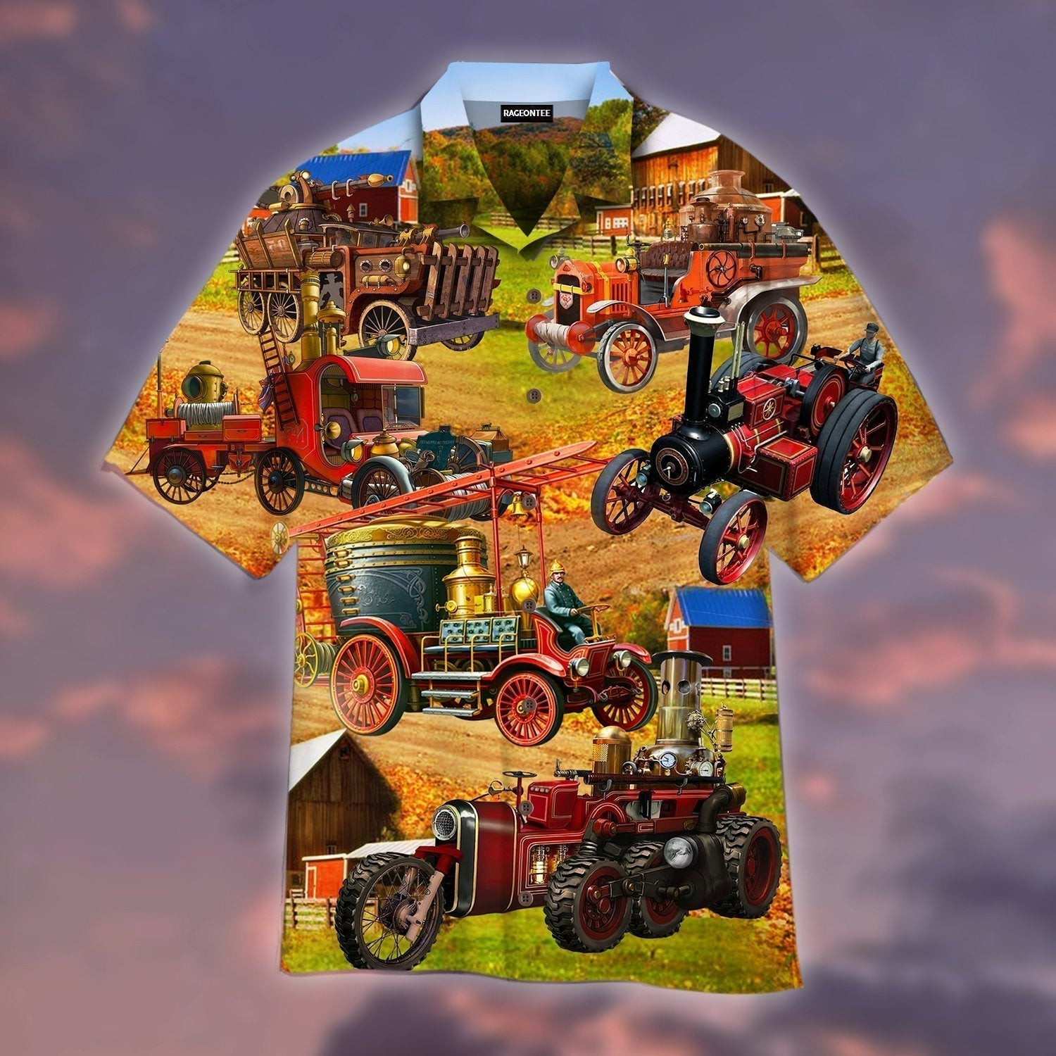 Steampunk Fire Truck Hawaiian Shirt