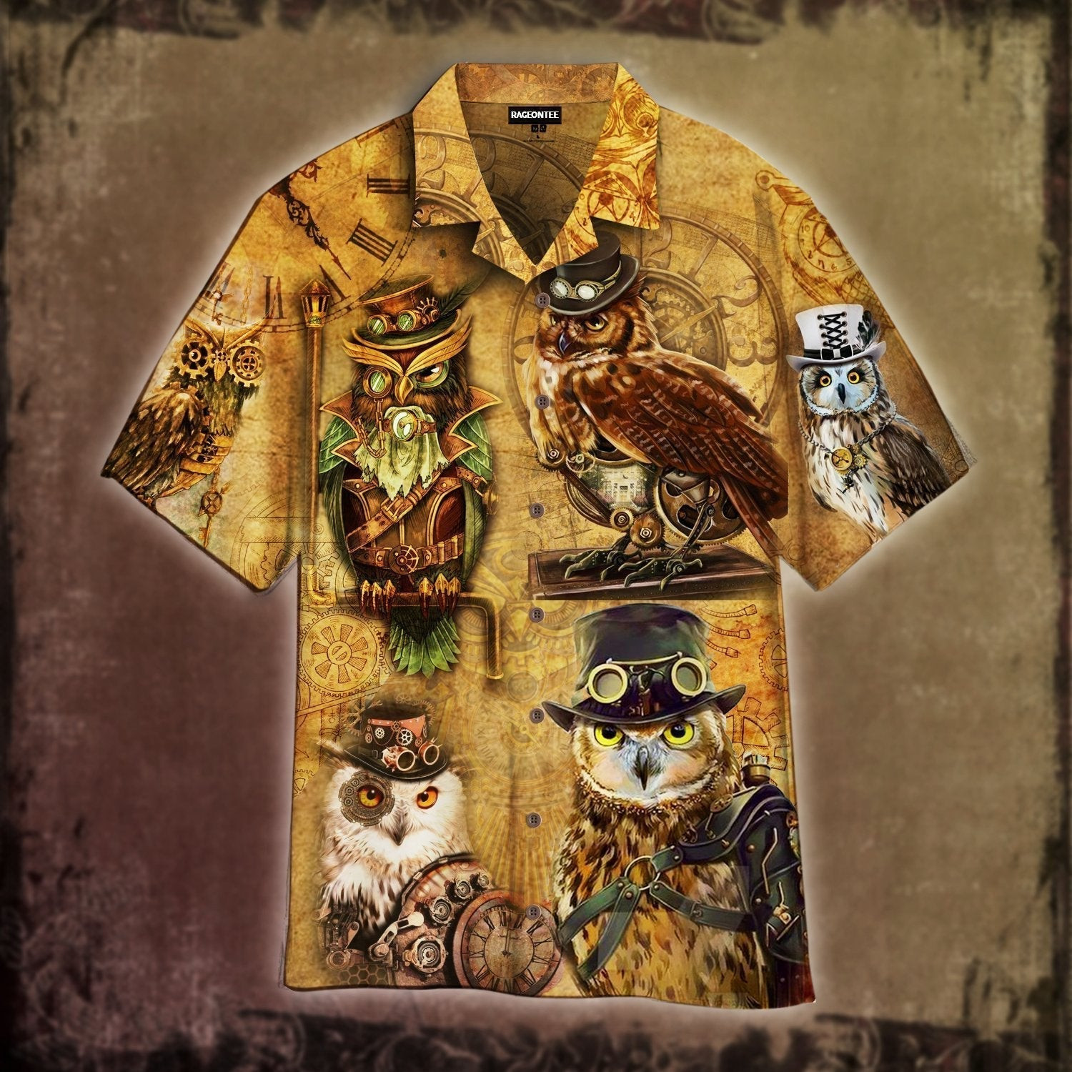 Steampunk Owl Hawaiian Shirt
