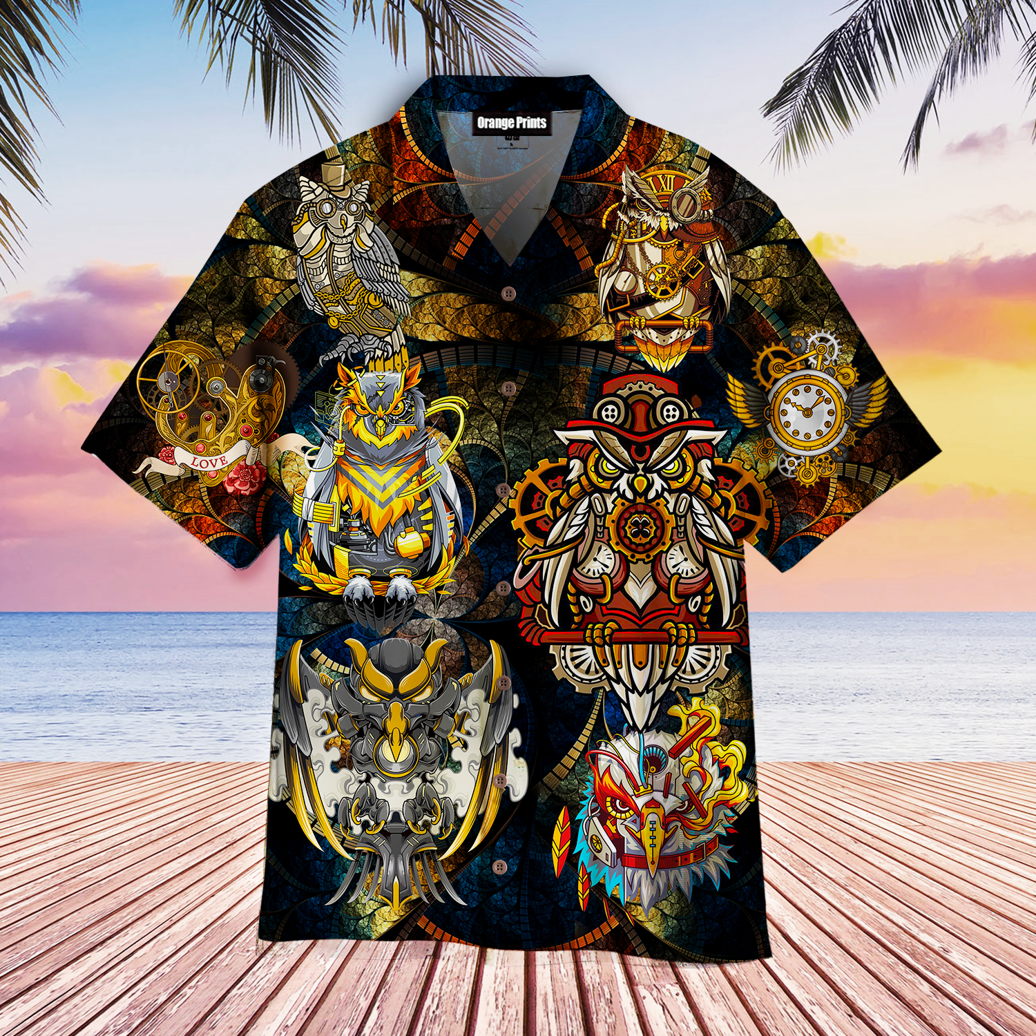 Steampunk Owl Hawaiian Shirt