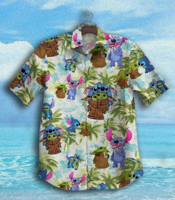 Stitch And Baby Yoda Cartoon Lilo And Stitch Hawaiian Shirt