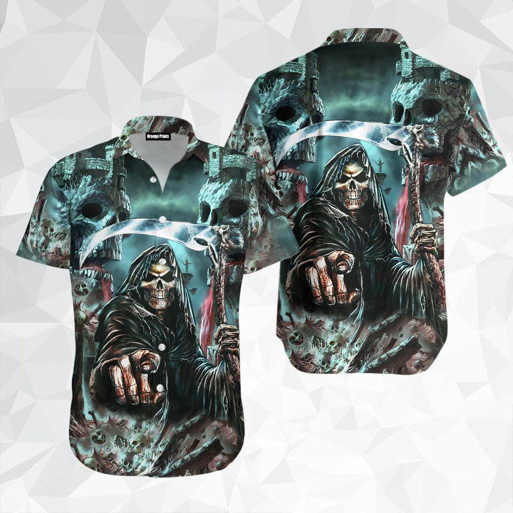 Stone Skull Statue Halloween Hawaiian Shirt