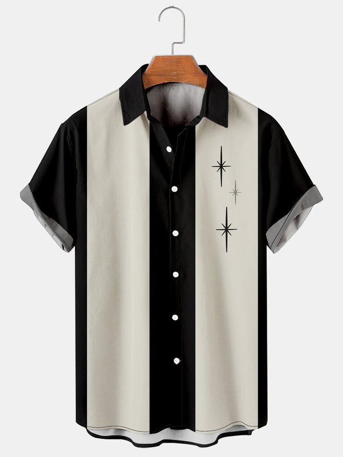 Striped Geometric Hawaiian Shirt