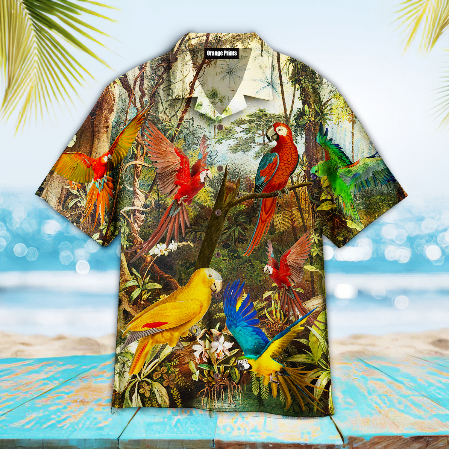 Summer Tropical Colorful Parrot Hawaiian Shirt