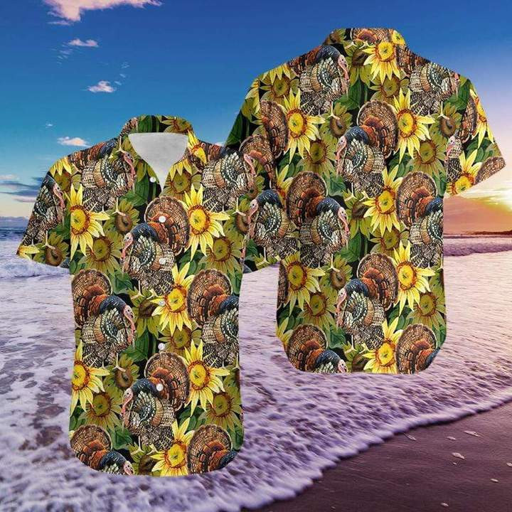 Sunflower Turkeys Thanksgiving Hawaiian Shirt