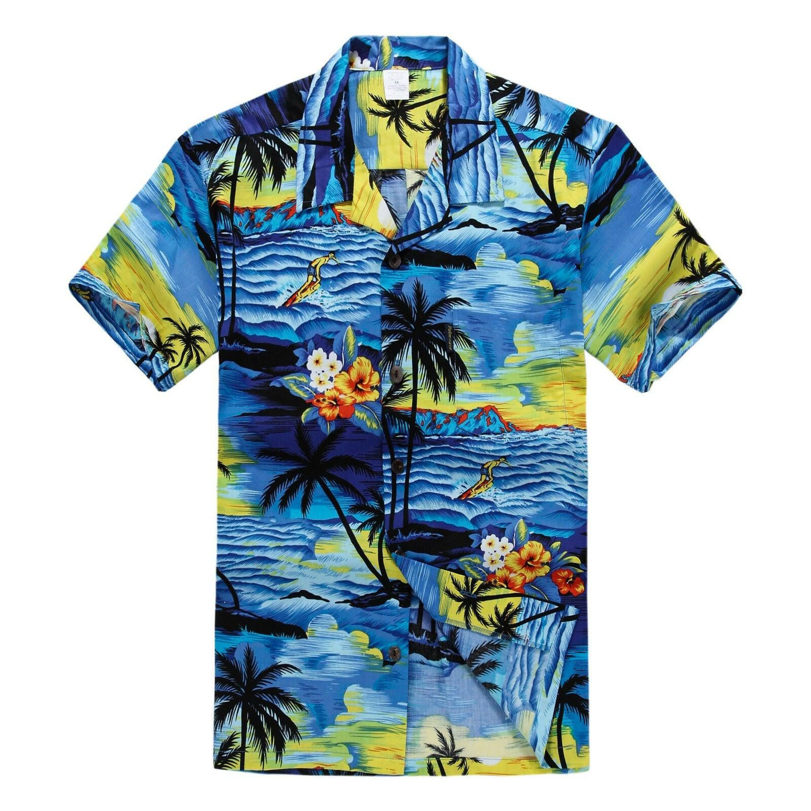 Surfing and Palm Tree Hawaiian Shirt
